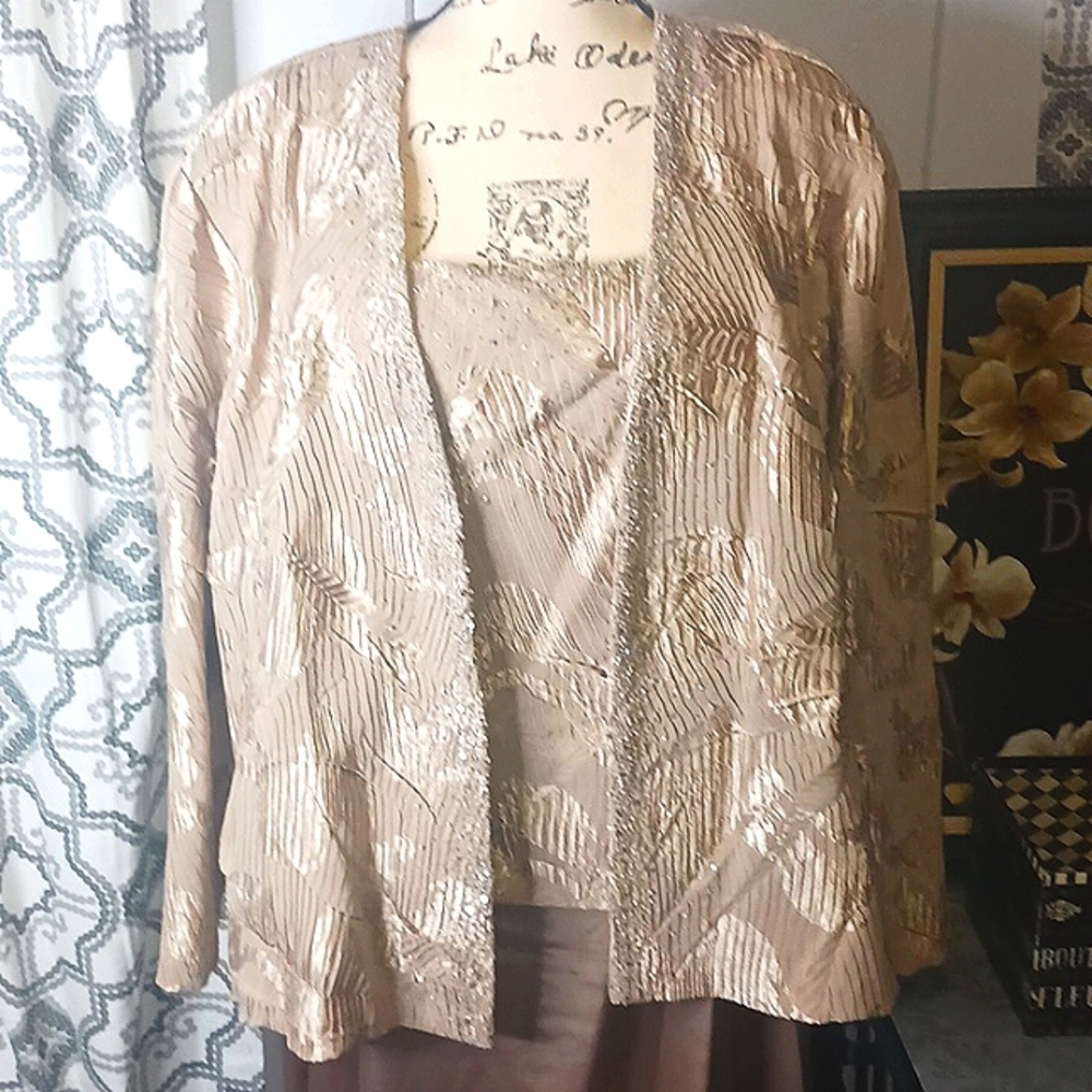 Cachet Dress Gown Gold Sz 24W